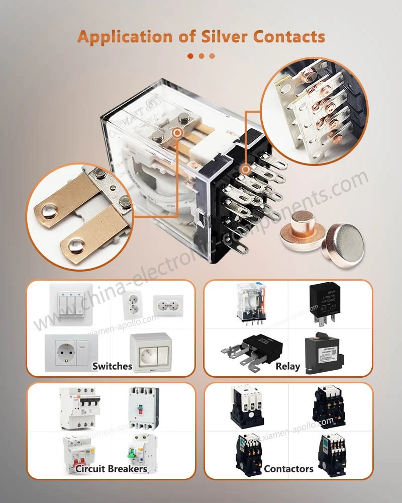 Application of silver alloy contacts Application of silver alloy contacts