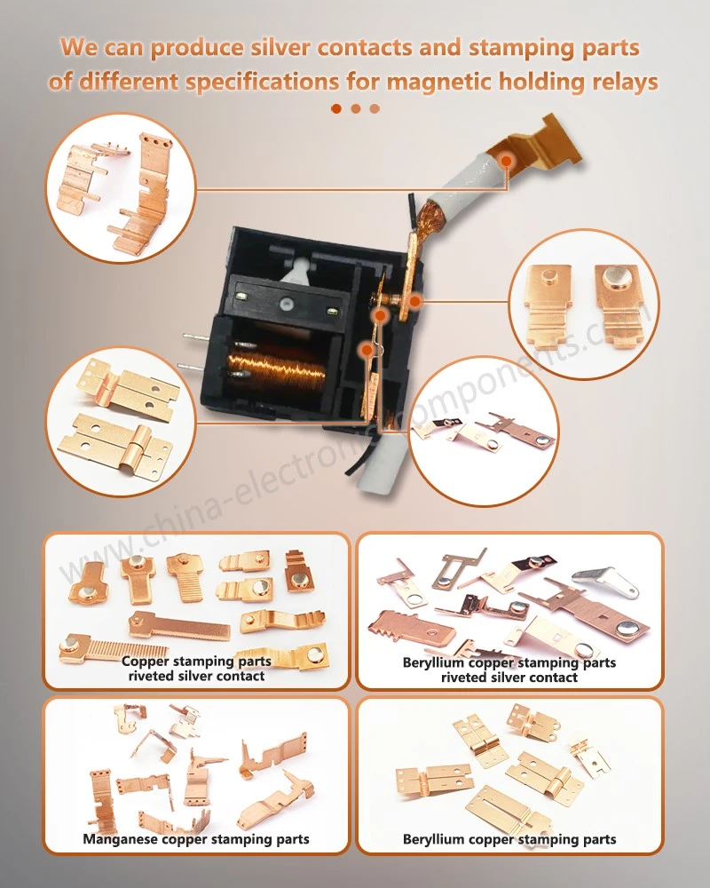 We can produce latching relay manganin shunt and stamping parts of different specifications for magnetic holding relays We can produce latching relay manganin shunt and stamping parts of different specifications for magnetic holding relays