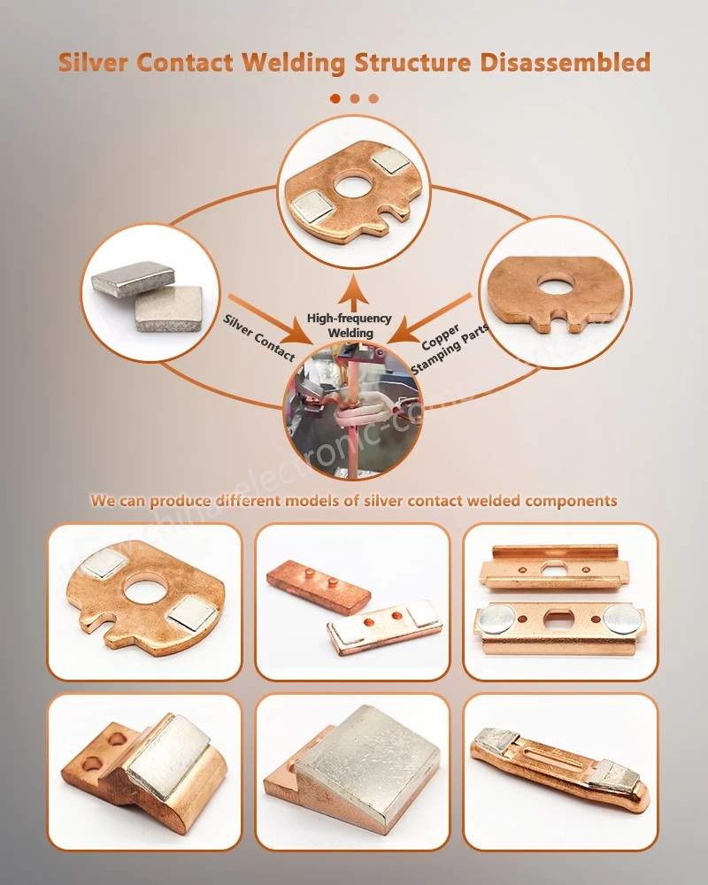 Silver tipped Electrical Contacts Structure Disassembled Silver tipped Electrical Contacts Structure Disassembled