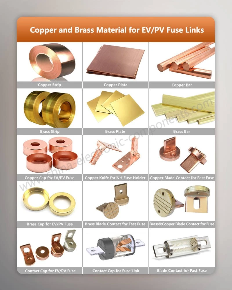 Copper and Brass Material for Copper Contact for Bolted Tag Fuse Copper and Brass Material for Copper Contact for Bolted Tag Fuse
